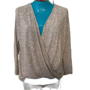 LA Threads High Low Long Sleeve Faux Wrap Around Womens Top Size 1X